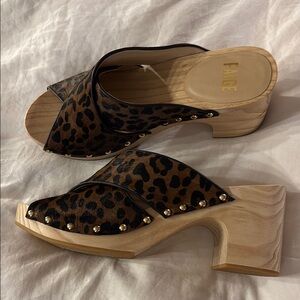 PAIGE Animal Print Mule Clogs with Studded Design